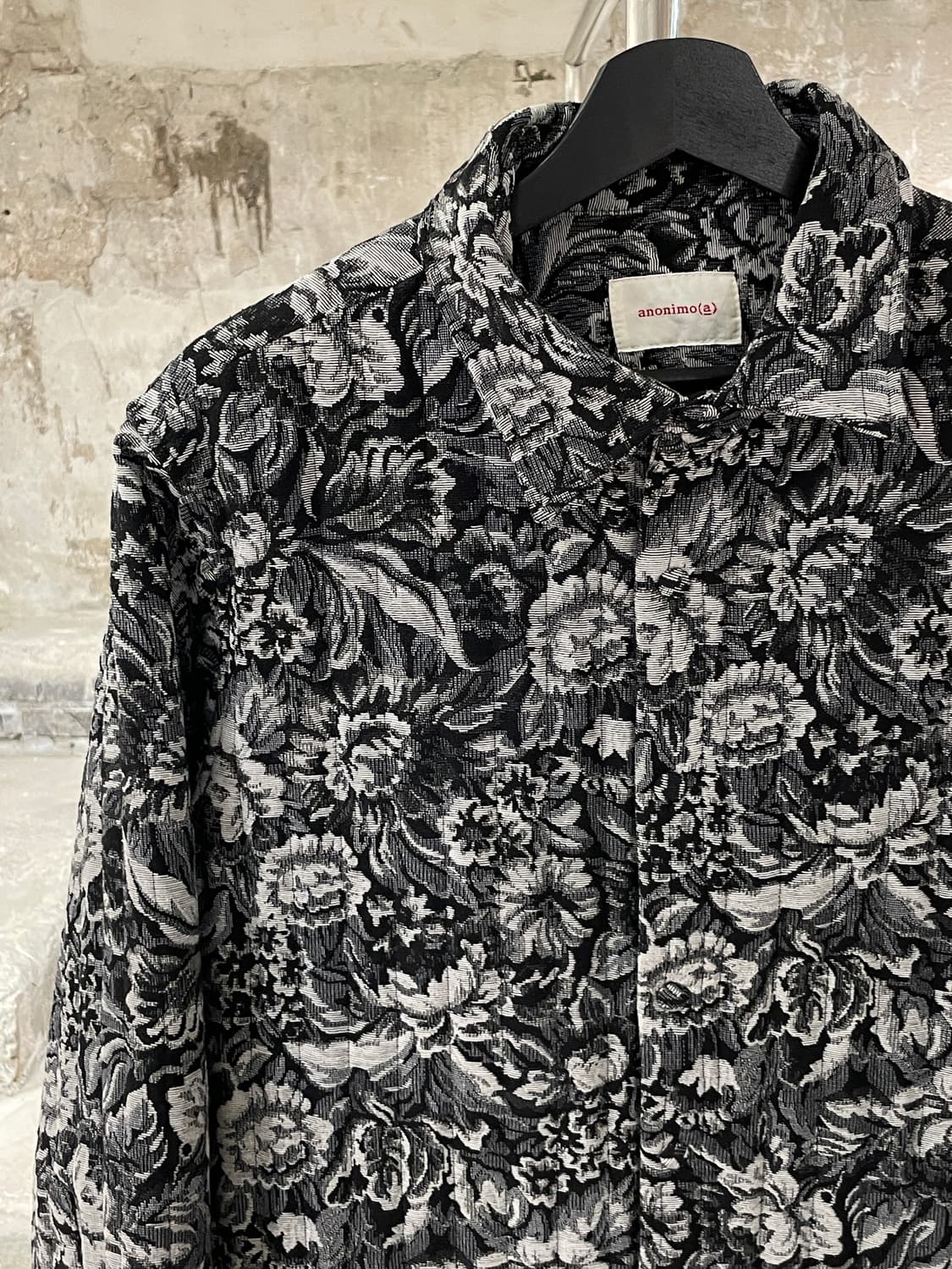 아노니모아노니마 그레이 플로랄 히든 스냅 자켓 상품이미지2