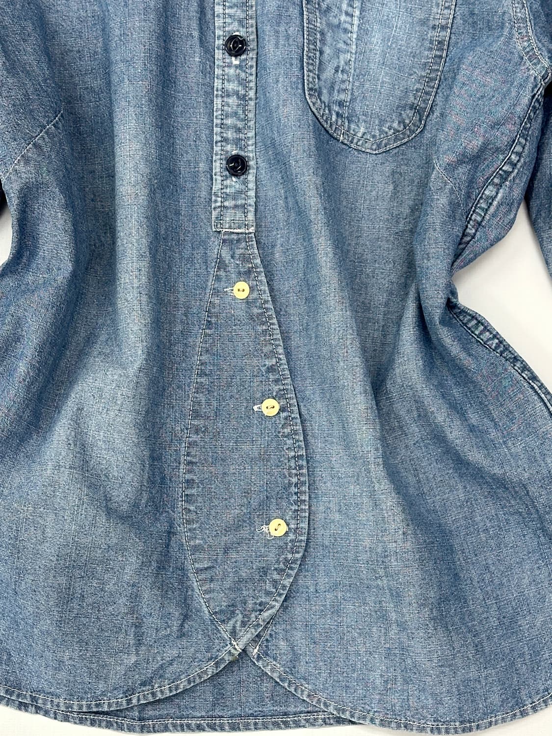 핀터깔 워싱 데님 셔츠 일본 빈티지 그런지 히피 하구미  상품이미지5