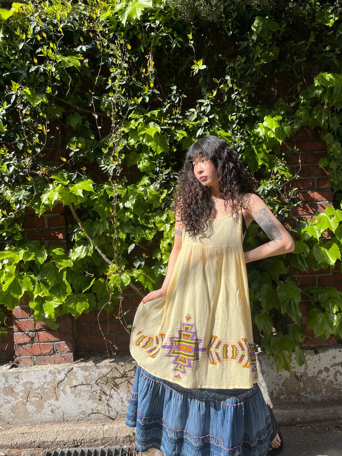 히피 에스닉 포인트 미디 원피스 상품이미지3