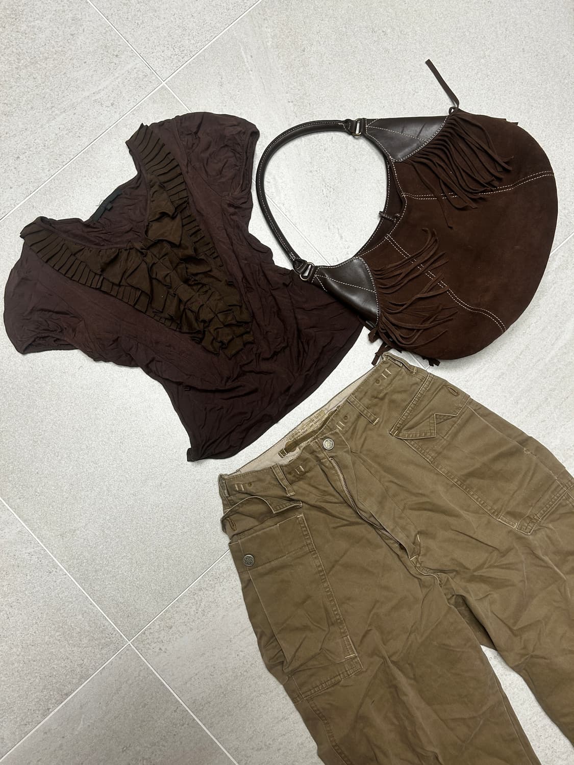 Vintage brown t-shirt cargo pants 상품이미지1