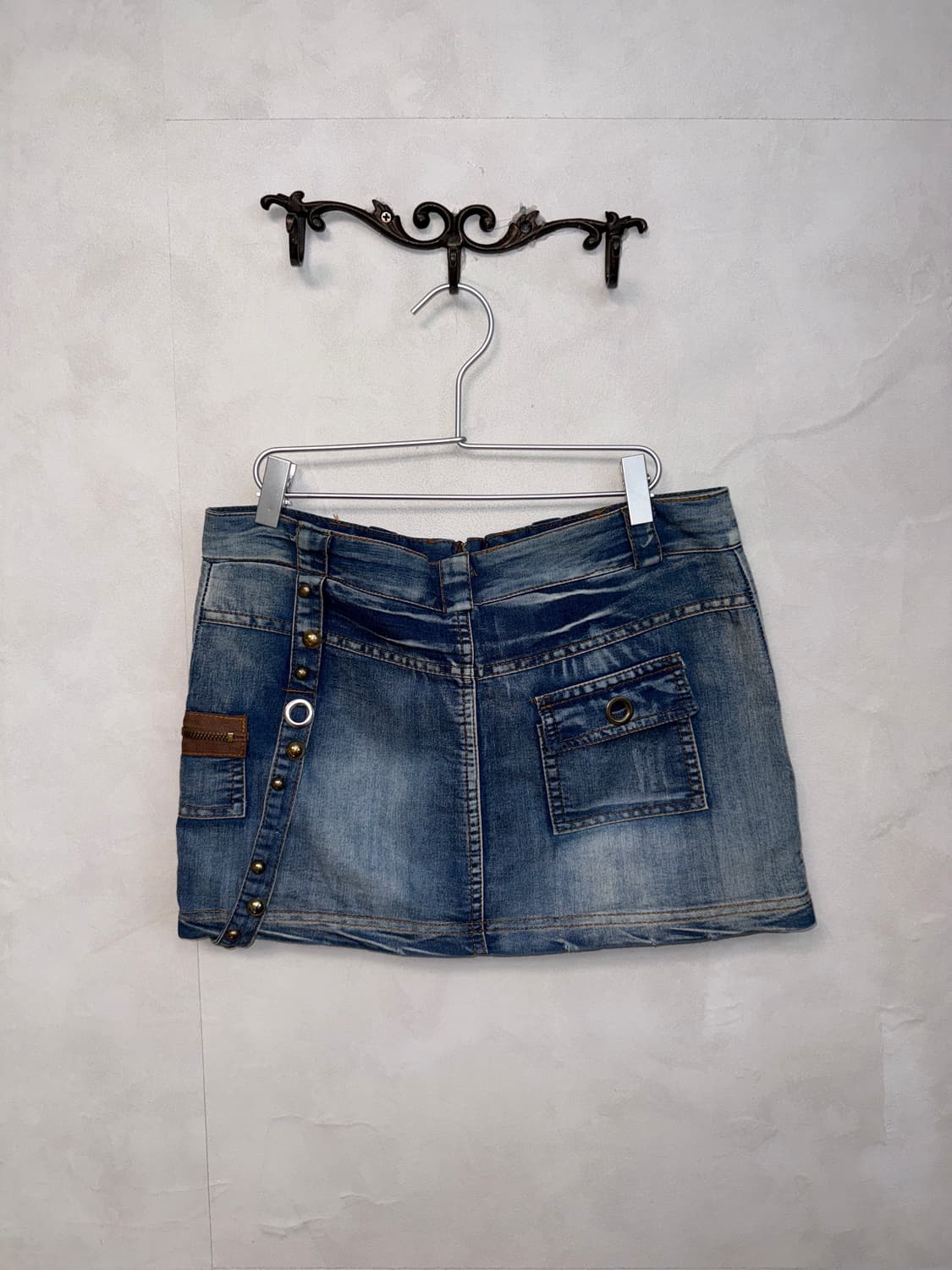 Washing denim western detail cargo sk  상품이미지3