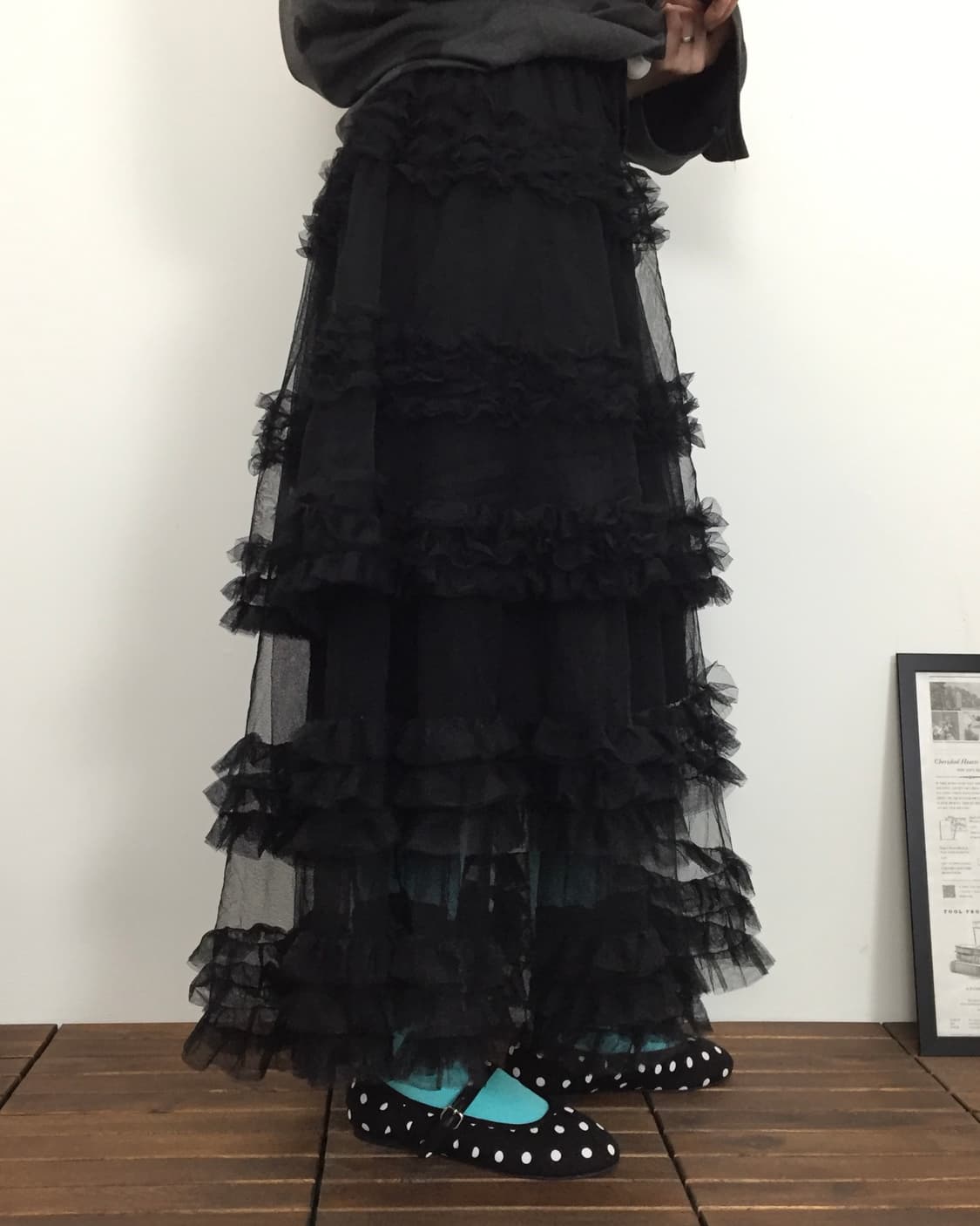 Jpn Dark Fairycore Tiered Maxi Skirt 상품이미지2