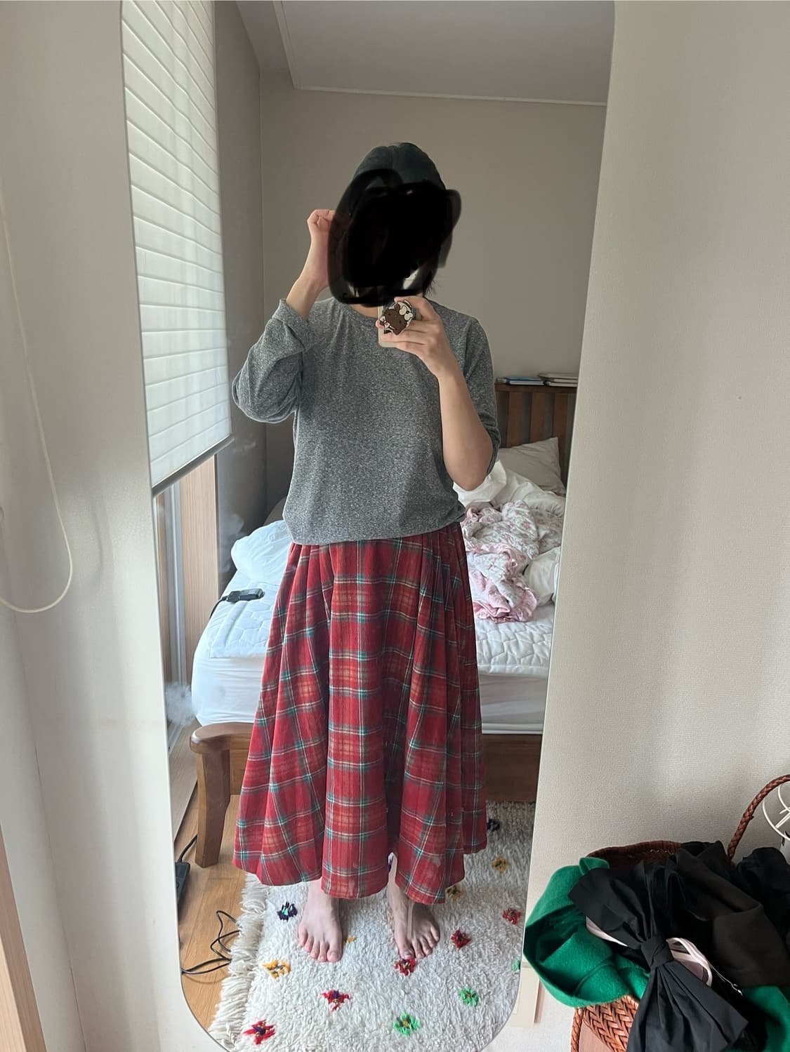 플리츠 울 체크롱스커트  상품이미지6