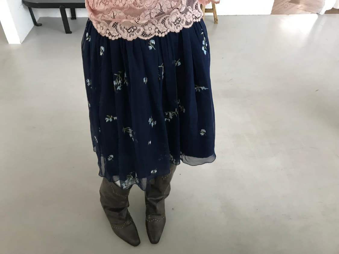 vintage navy pattern skirt (25inch) 상품이미지2