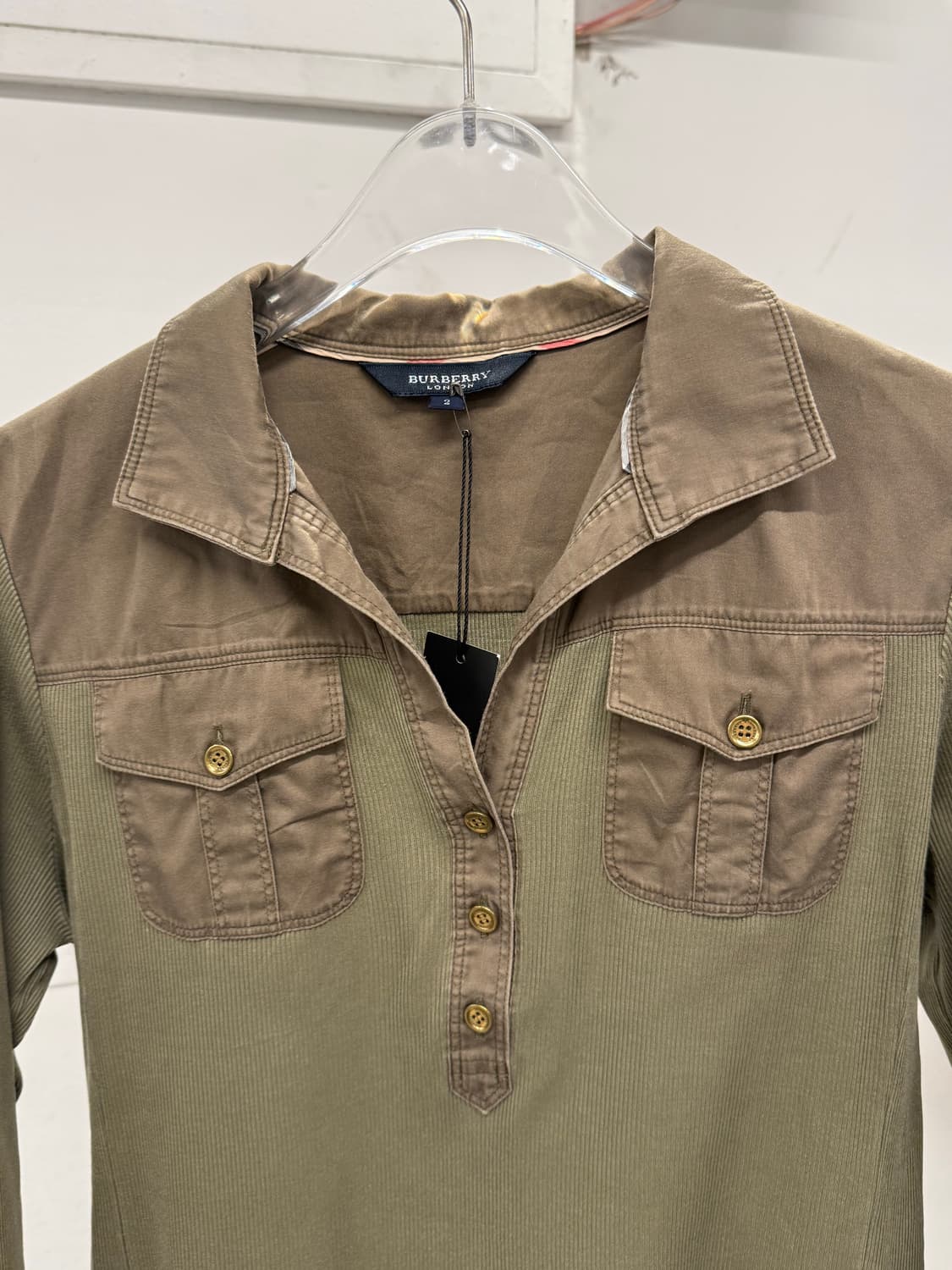 Burberry London Khaki Vintage Polo Shirt 상품이미지2