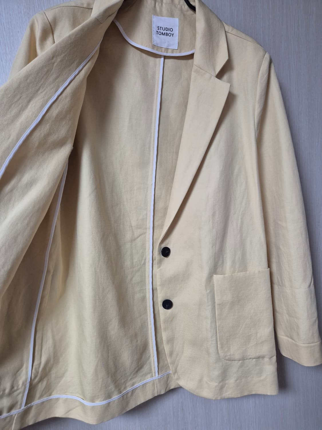 스튜디오 톰보이 옐로우 린넨 블레이저 자켓 상품이미지4