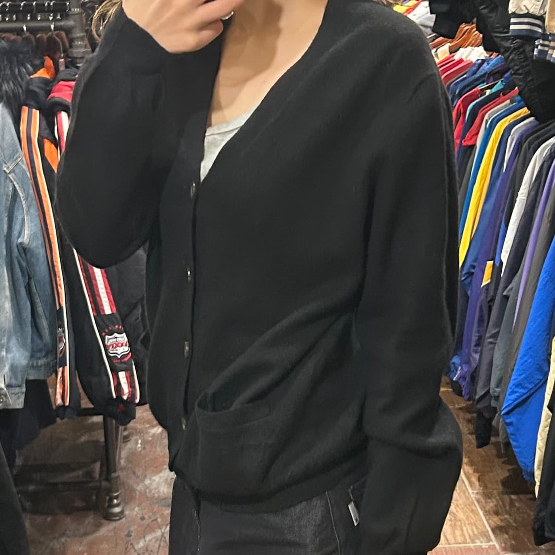 [HI] 폴로 니트 가디건 블랙 상품이미지4