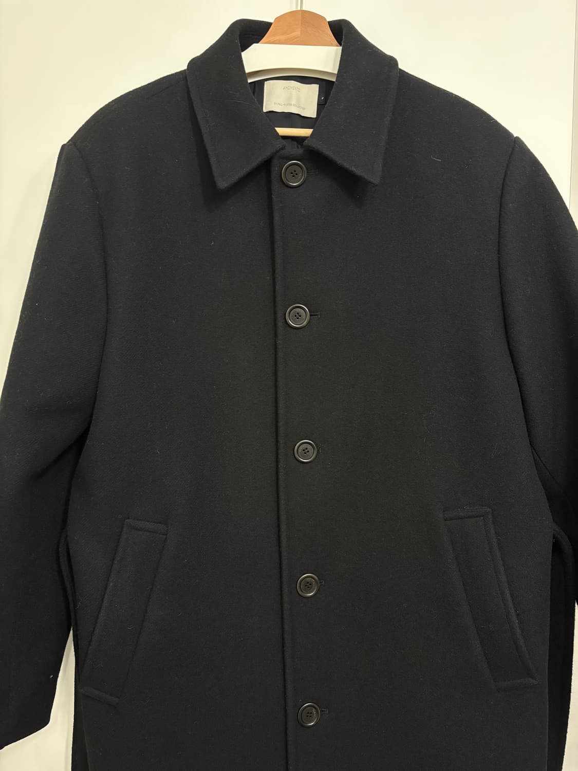 아모멘토 24fw 싱글 브레스티드 코트 블랙 상품이미지2