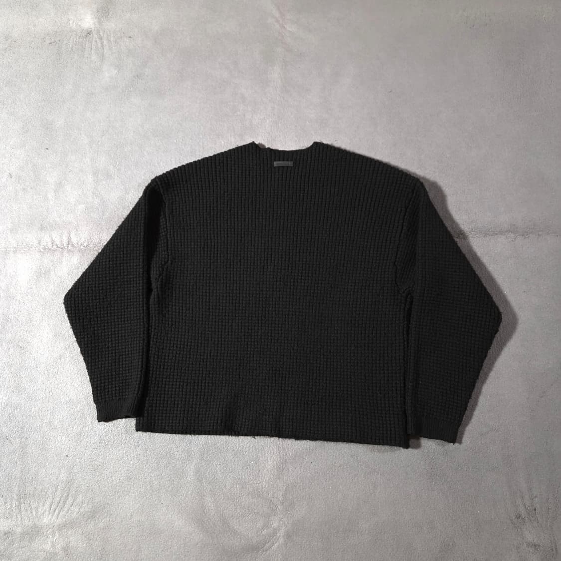 피어오브갓 에센셜 오버핏 헤비 와플 크루넥 니트 스웨터 M 블랙 상품이미지5
