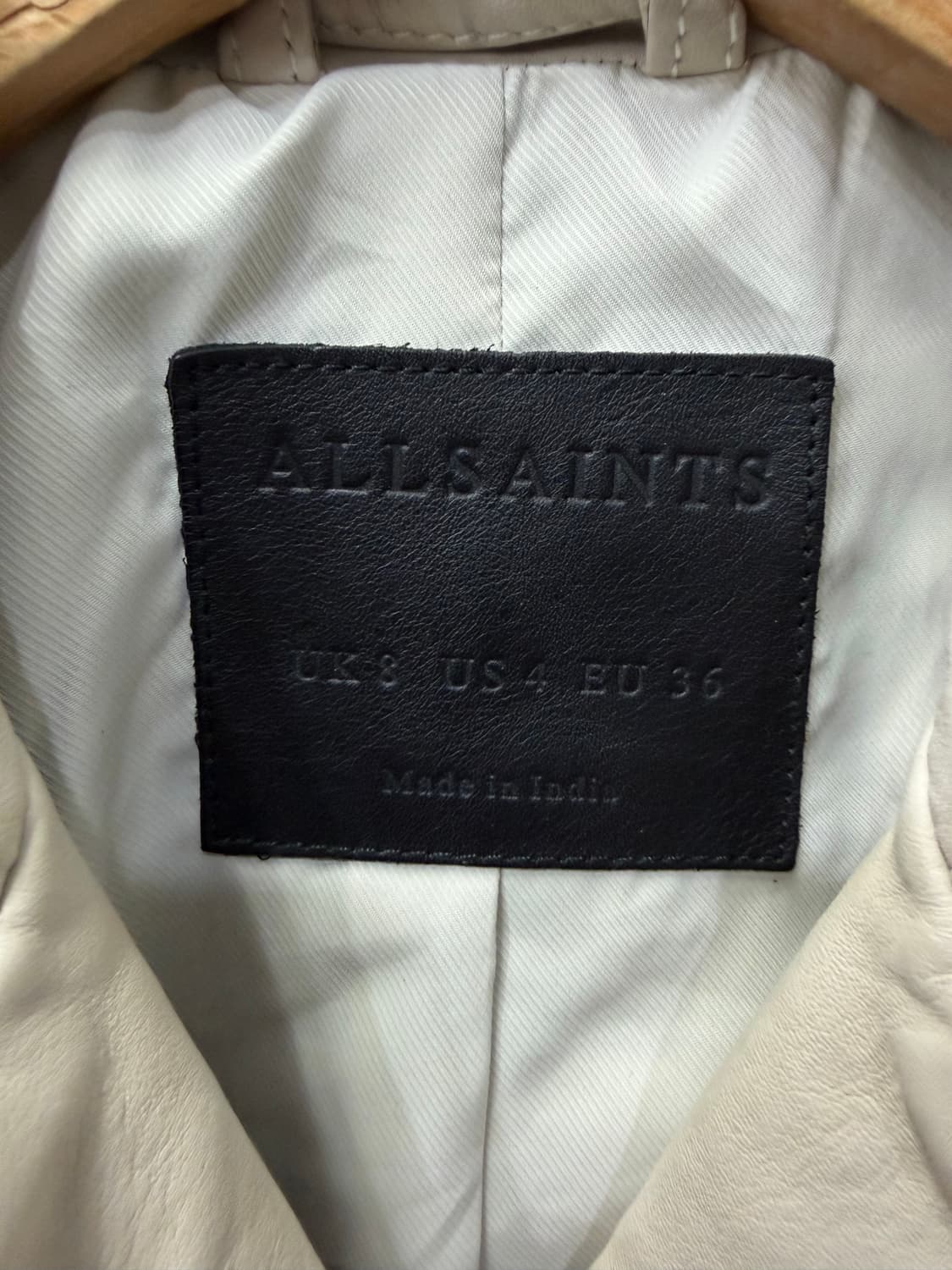 정품) 올세인츠 여성 아이보리 레더 라이더 자켓 36 상품이미지7