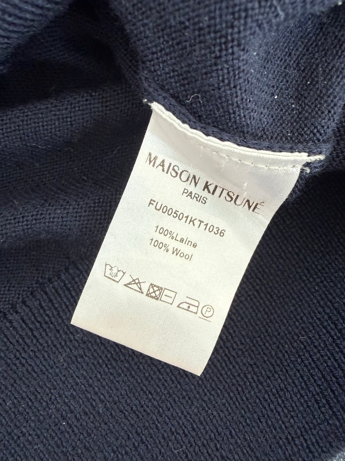 메종키츠네 트리컬러 폭스 가디건 네이비 M 상품이미지3