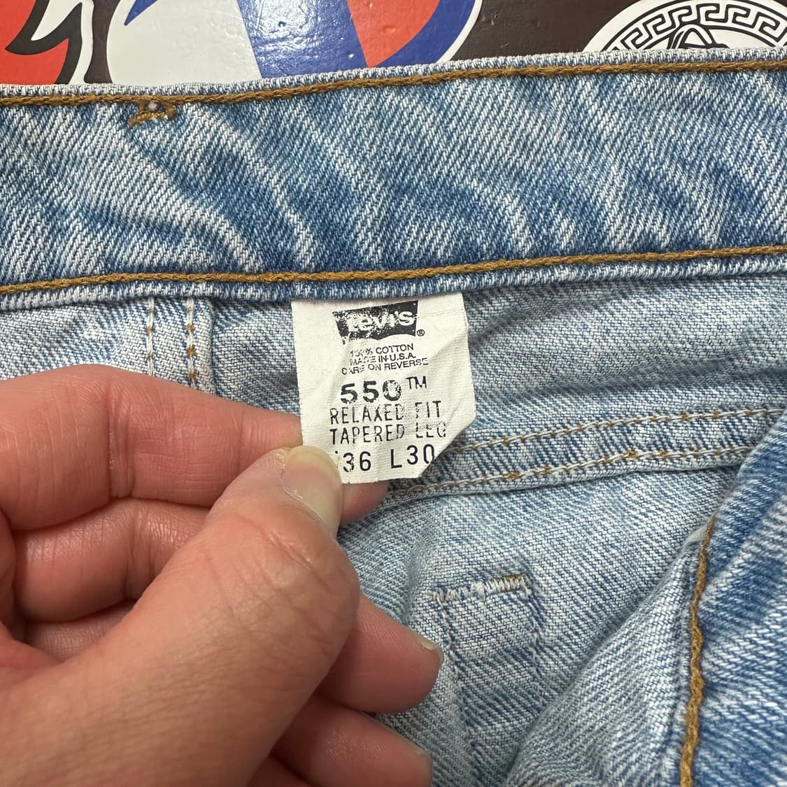 90s USA 리바이스 550 블루 진 데님 팬츠 34 상품이미지7