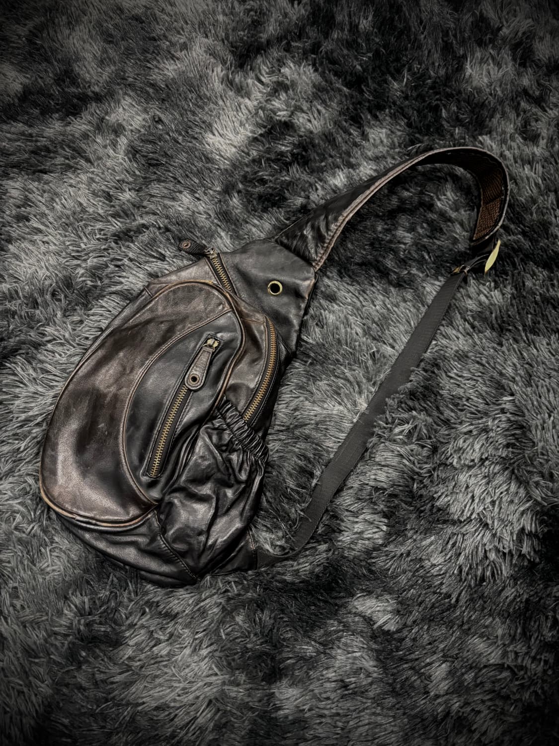 블랙 가죽 y2k 포켓 웨이스트 백  상품이미지3