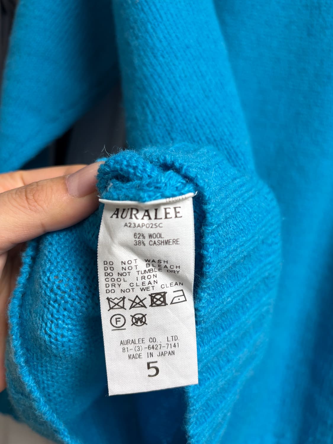 23FW 오라리 셰틀랜드 울 캐시미어 니트 5사이즈 상품이미지3