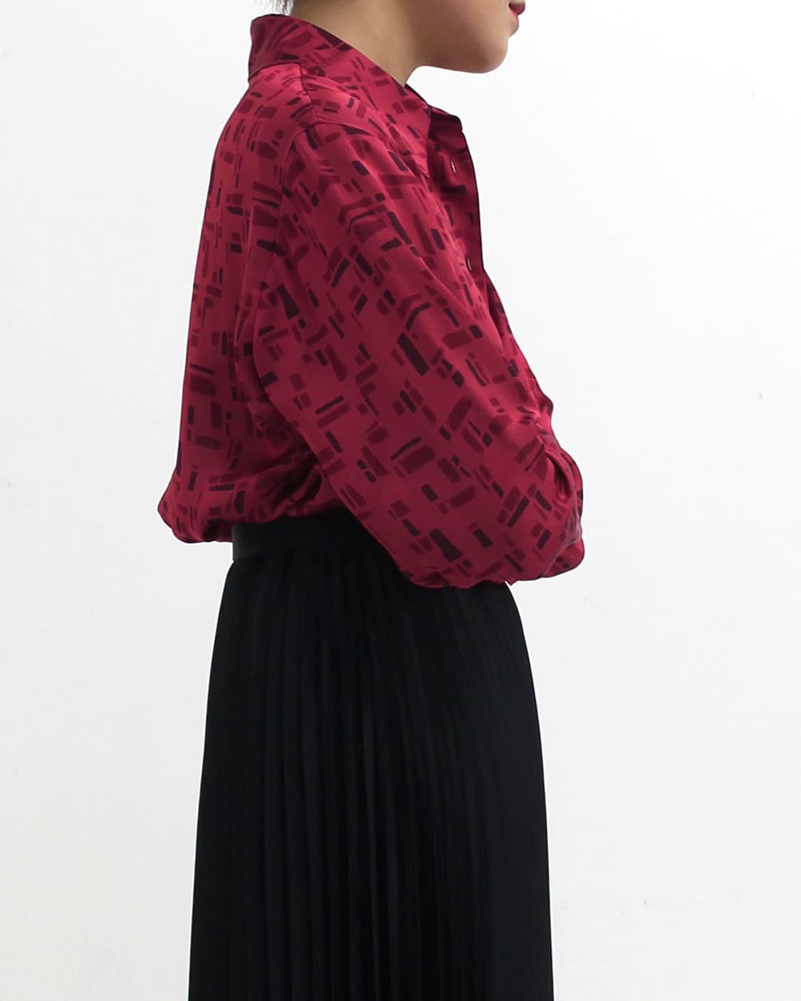 일본 빈티지 퍼플 레드 도형 패턴 블라우스 상품이미지9