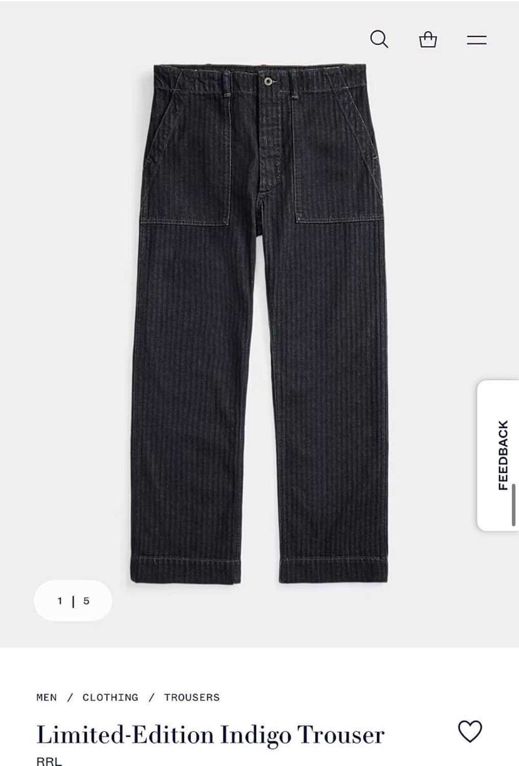 RRL 리미티드 인디고 헤링본팬츠 31X30 상품이미지1