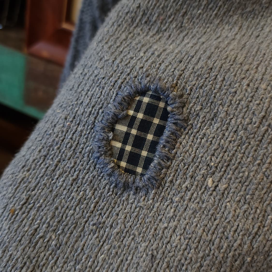 폴로 피셔맨 니트 데미지 디테일 패치워킹 인디고 블루 m 상품이미지6