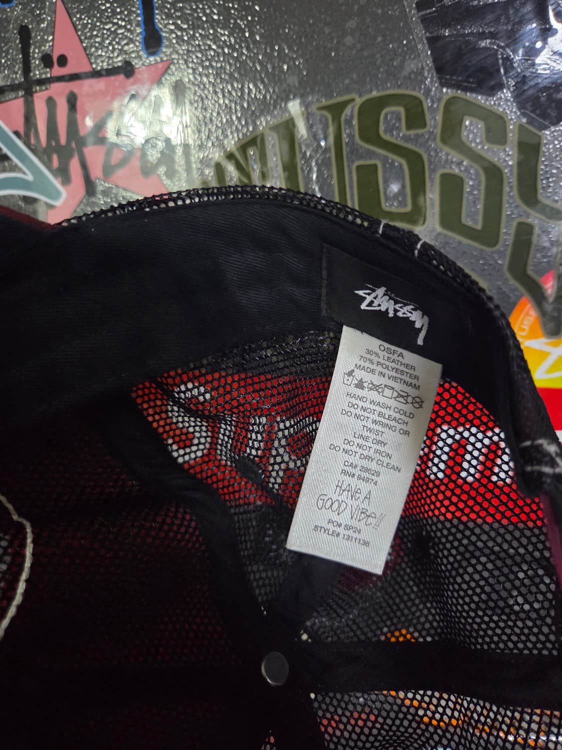 스투시 로우 프로 트러커 컷아웃 레더 스냅백 와인 상품이미지5