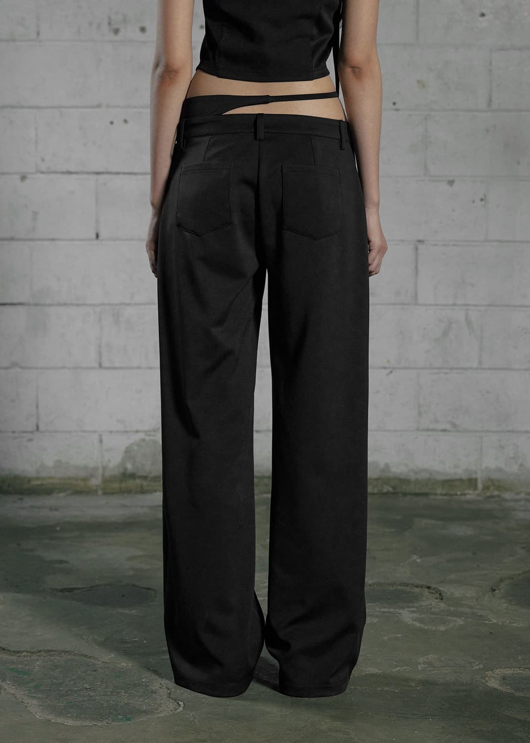 [새상품] 보헤미안서울 보헴서 웨이스트 벨티드 와이드팬츠 슬랙스 블랙 상품이미지3