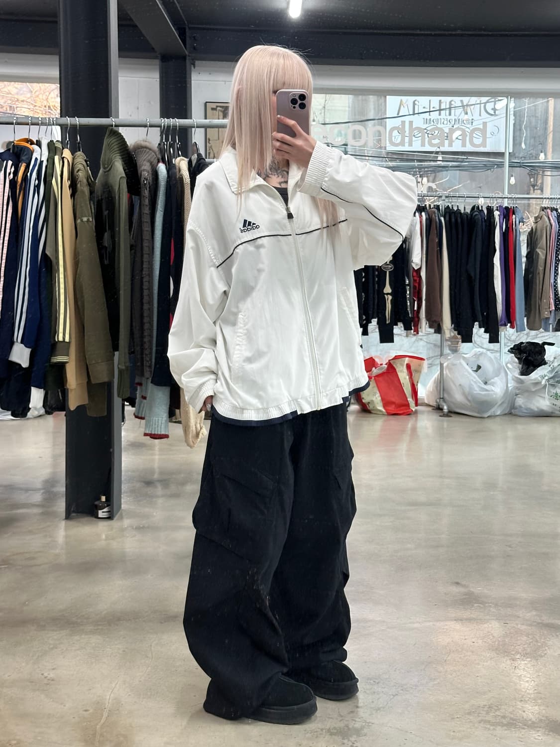 90’s 아디다스 화이트 올드스쿨 바람막이 상품이미지2