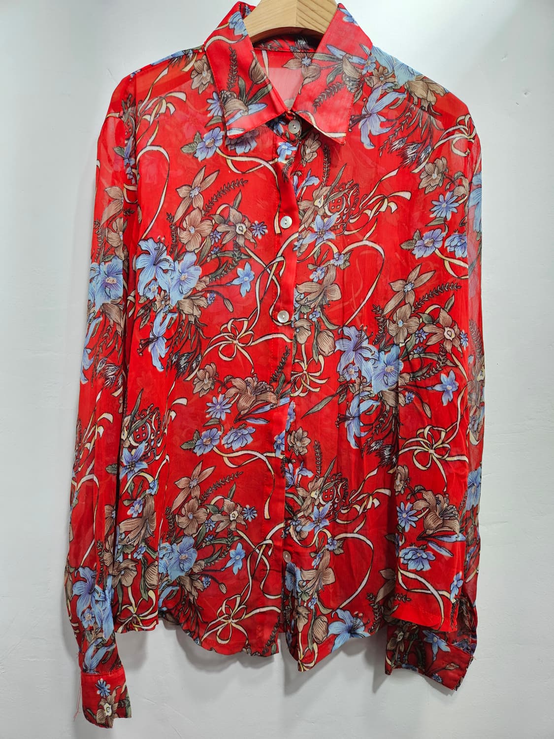 꽃무늬 시스루 셔츠 블라우스  상품이미지2