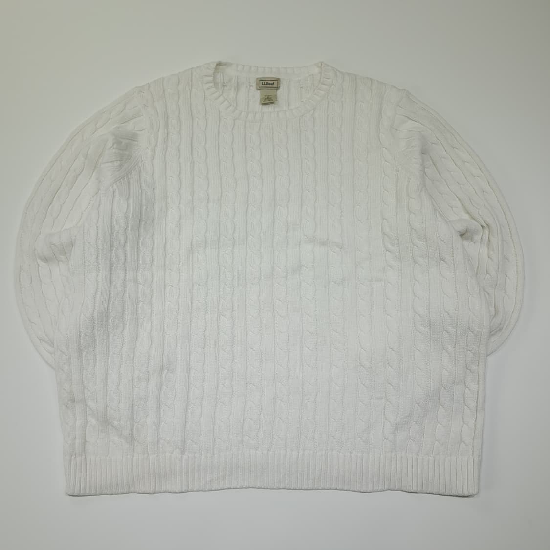 CL203 2XL 엘엘빈 코튼 피셔맨 케이블 화이트 니트 스웨터 상품이미지1