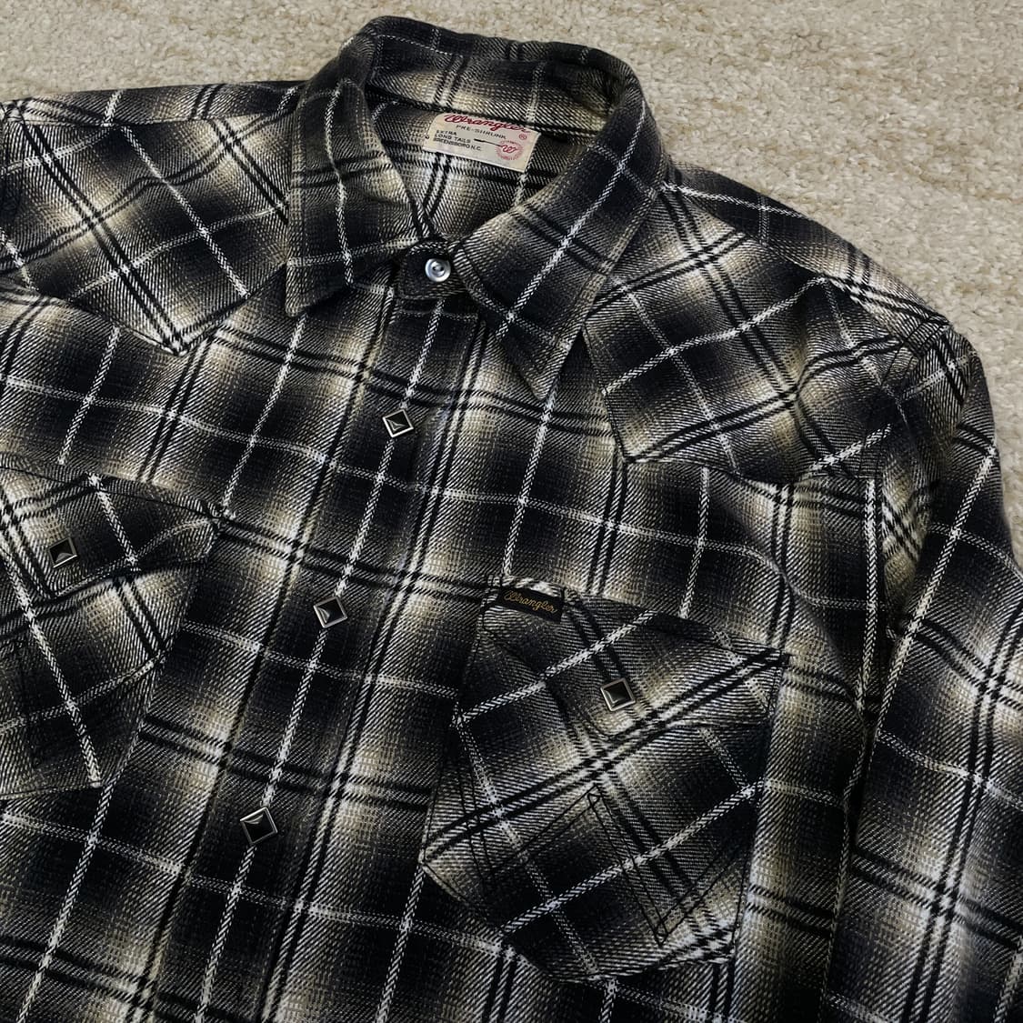 [L] 00s Wrangler 랭글러 웨스턴 체크 플란넬 셔츠 상품이미지3