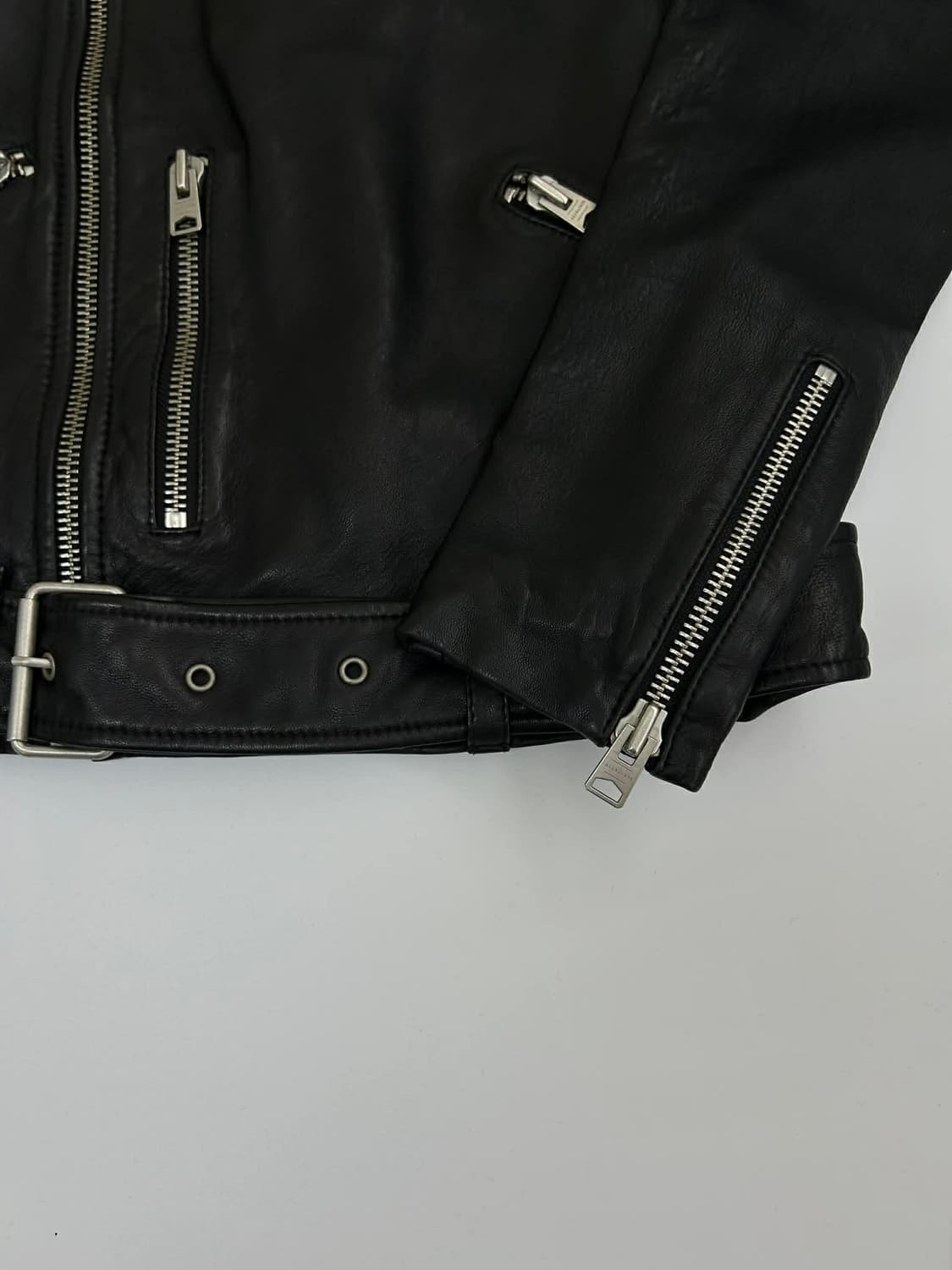 [Xs] 올세인츠 비대칭 투웨이 카하와 양가죽 바이커 자켓 상품이미지7