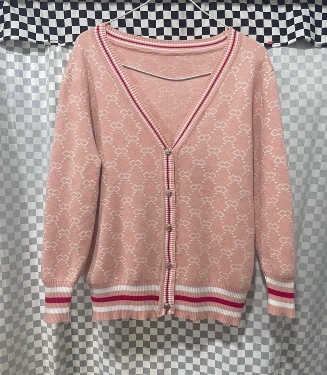 수입 배색 니트가디건:) 데이트룩출근룩오피스룩:) 상품이미지1