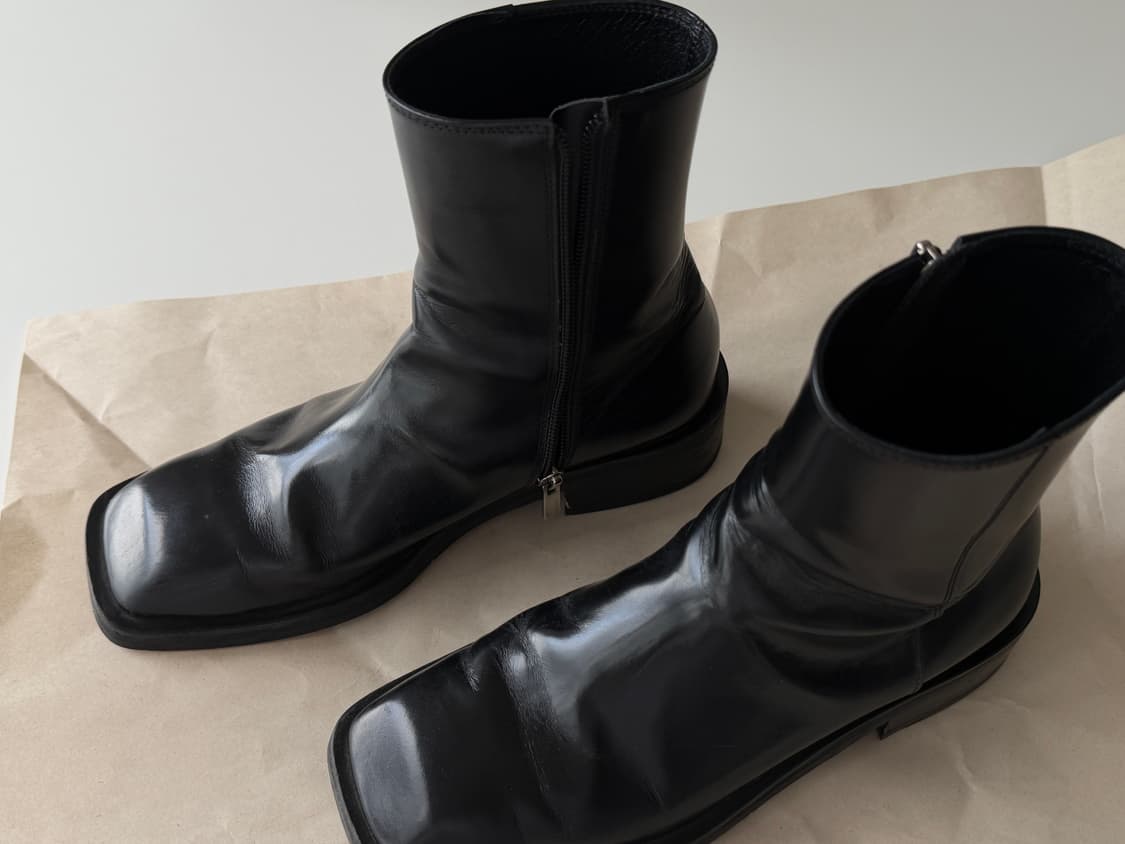 (240) HUMANT 후망 야베스 / 블랙 레더 앵클 부츠 스퀘어토 상품이미지5