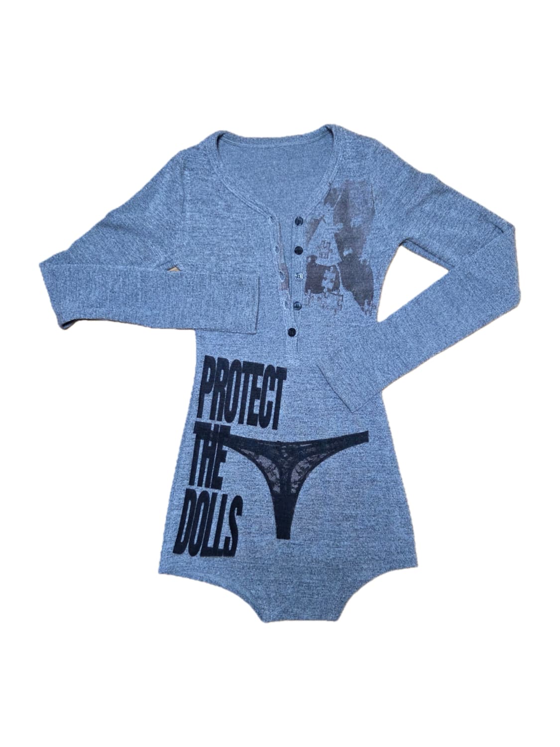 Id vintage 프린팅 바디슈트+숏팬츠 상품이미지1