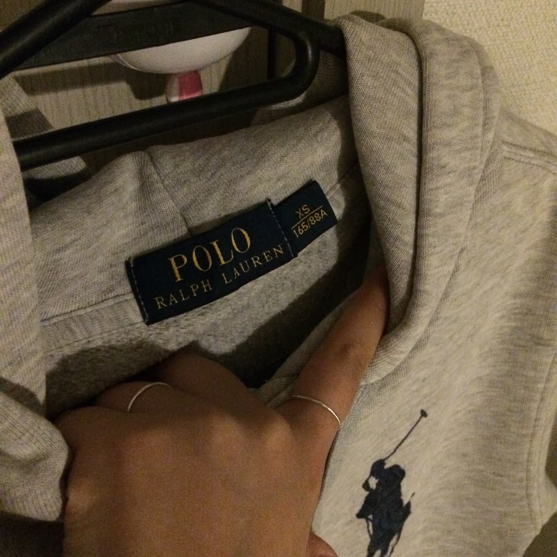 폴로 빅포니 그레이 후드티 xs 상품이미지4