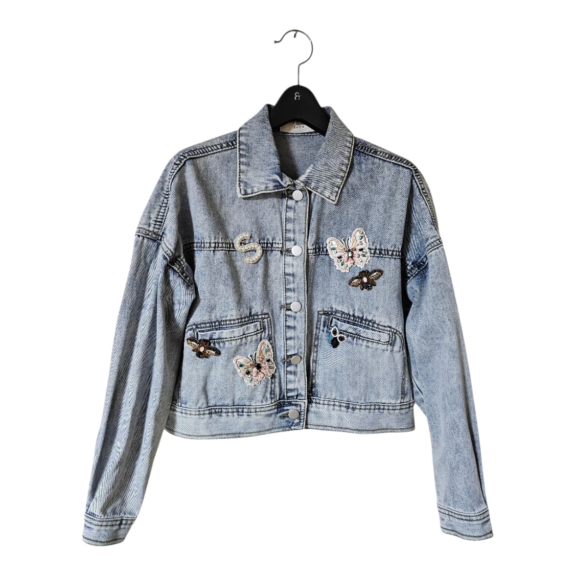 사틴 와펜 자수 데님자켓 55(FREE) | 여유핏 | S211N104A 상품이미지2