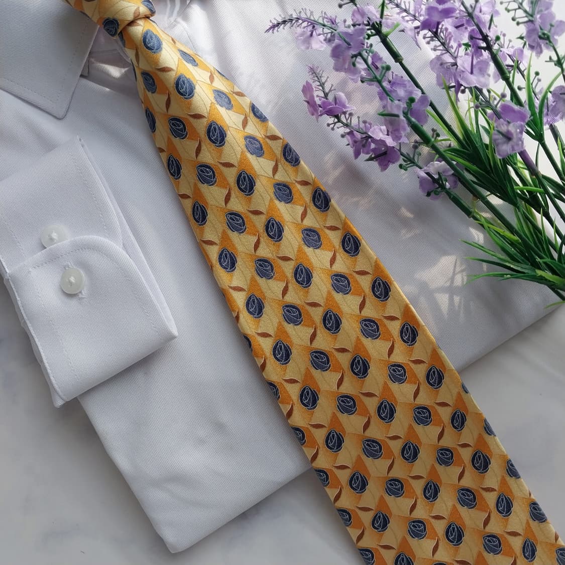 에르메네질도 제냐 실크 옐로우 넥타이 9.3cm A+등급 K1270
 상품이미지8