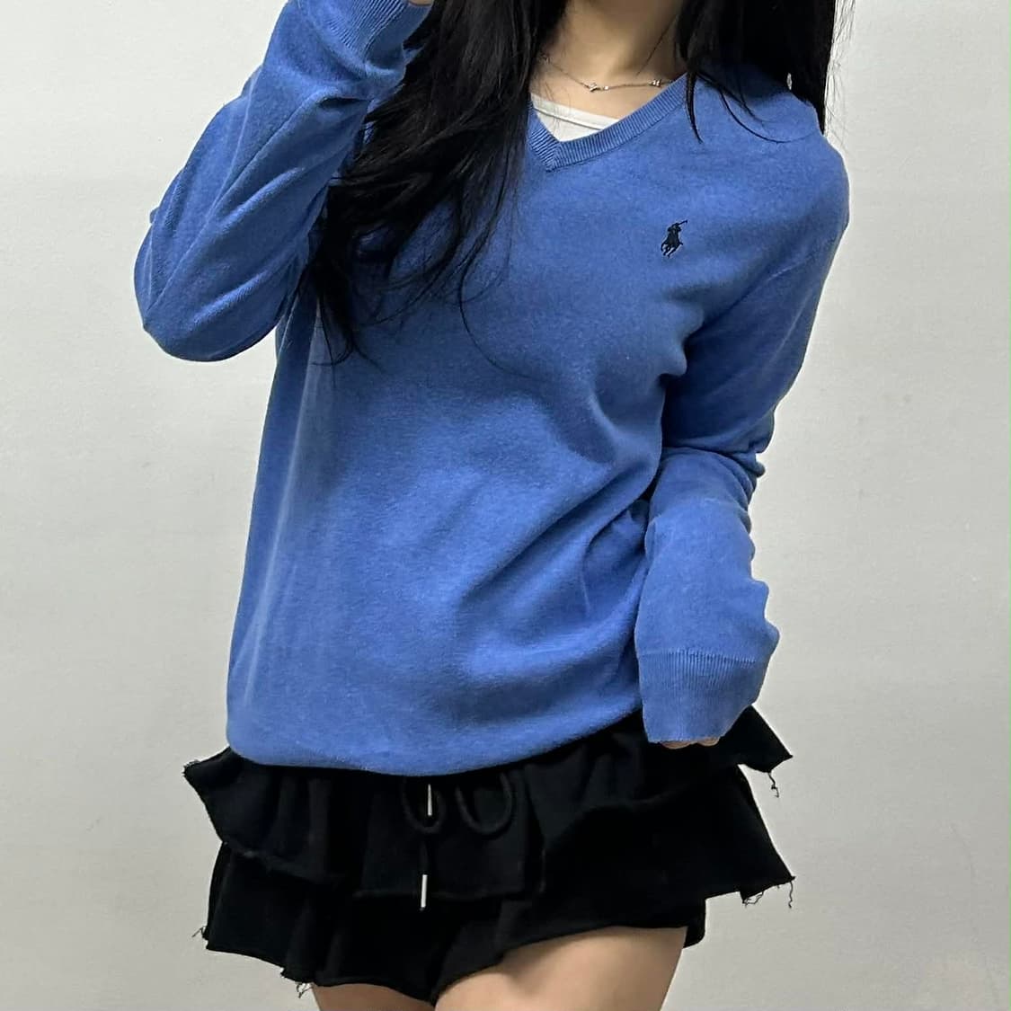 폴로 랄프로렌 피마코튼 브이넥 니트(S) 상품이미지2