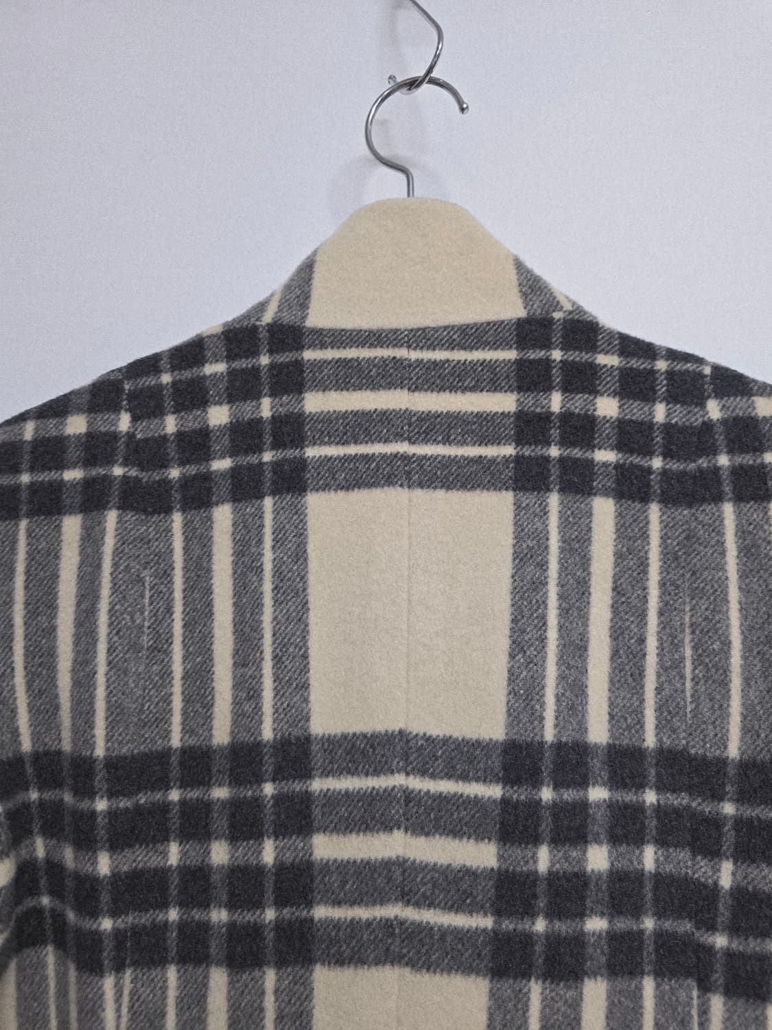 시스템 체크 패턴 모직 코트 상품이미지5