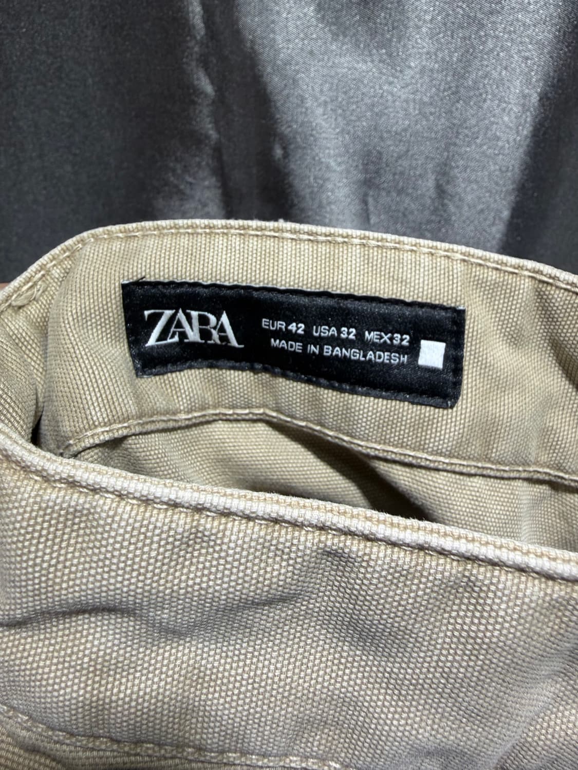 35in ZARA 자라 4포켓 절개 베이지 카고팬츠 상품이미지6
