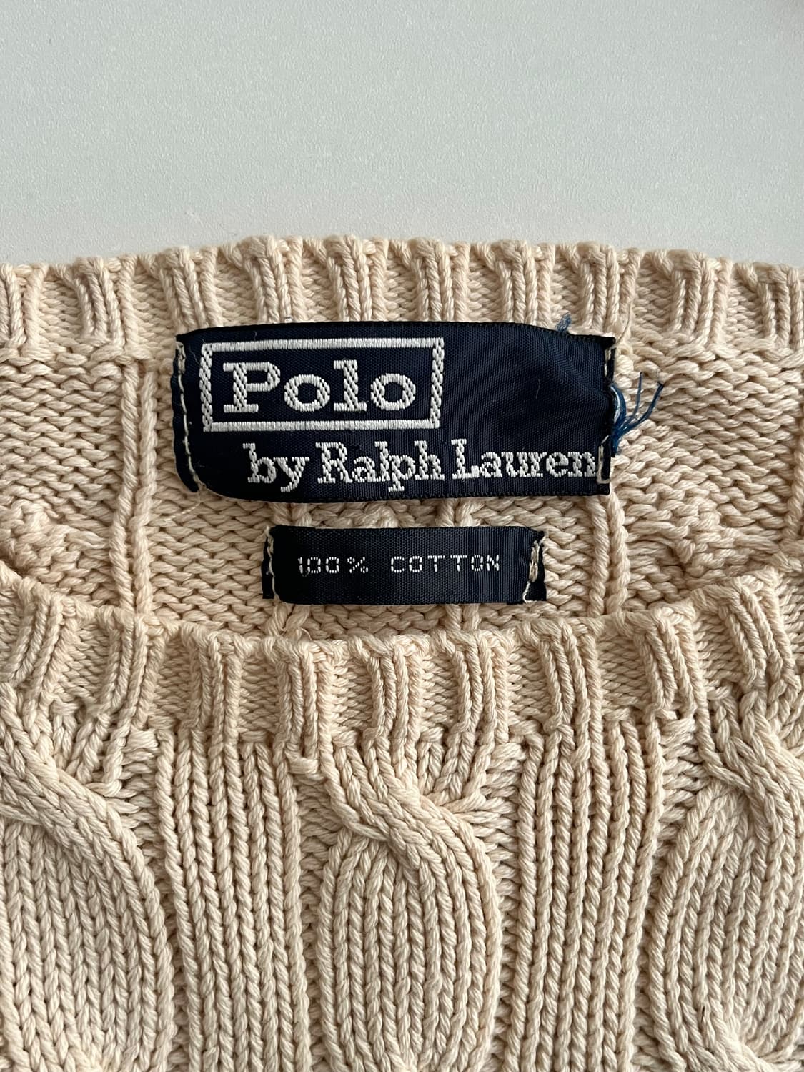 XL) 00s 폴로 랄프로렌 코튼 케이블 니트 베이지 상품이미지4