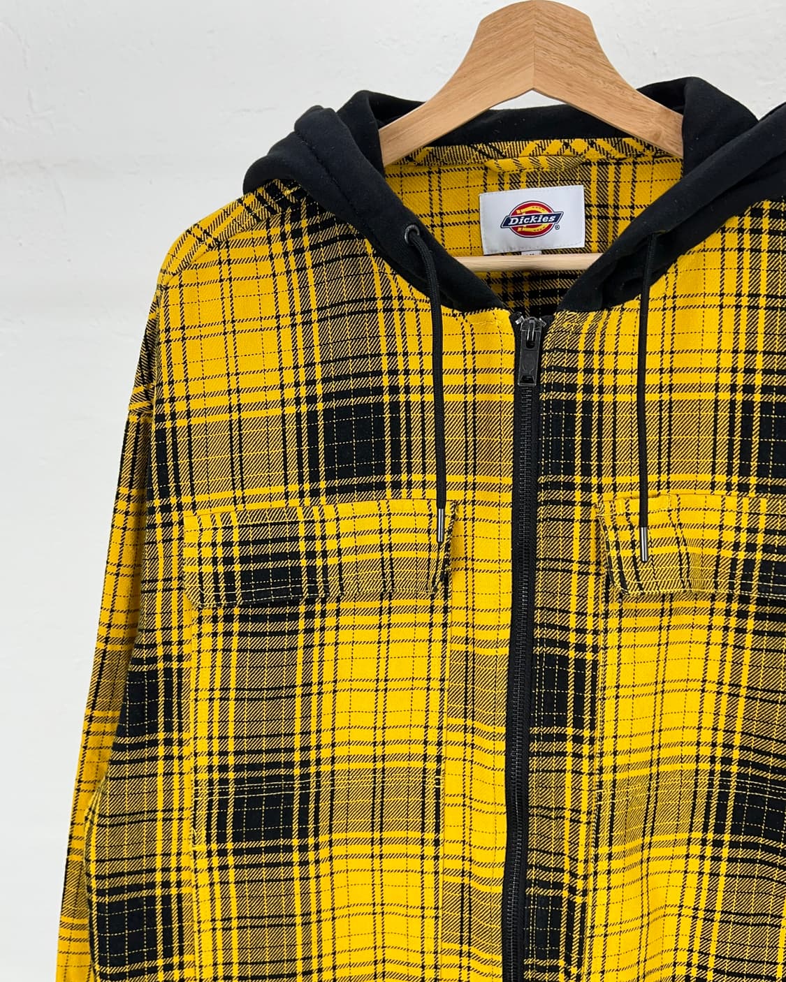 디키즈 블랙 옐로우 플란넬 롱 슬리브 후디 더블 포켓 셔츠 자켓 상품이미지2