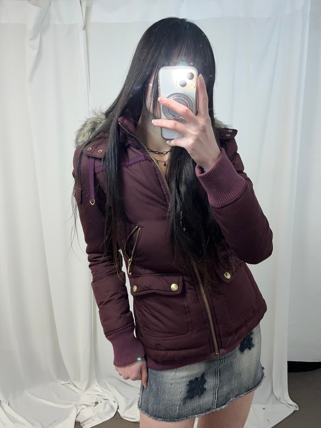 Juicy Couture 갸루깔 버건디 울프죠 패딩  상품이미지4