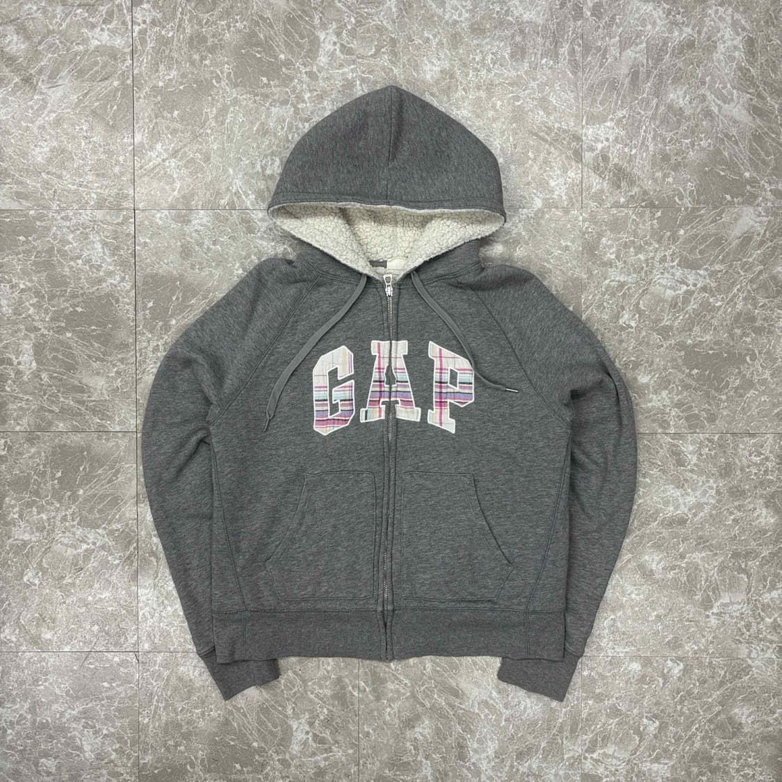 Gap 갭 양털 핀터깔 폭닥 그레이 후드집업 희귀져지(S) 상품이미지2