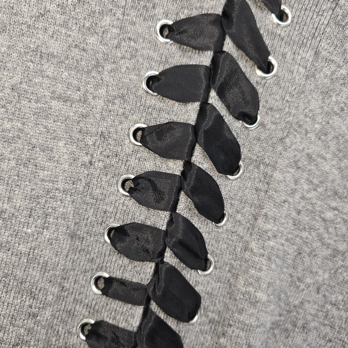 Jessi NY 더블유엠 니트 가디건 그레이 레이스업 상품이미지4