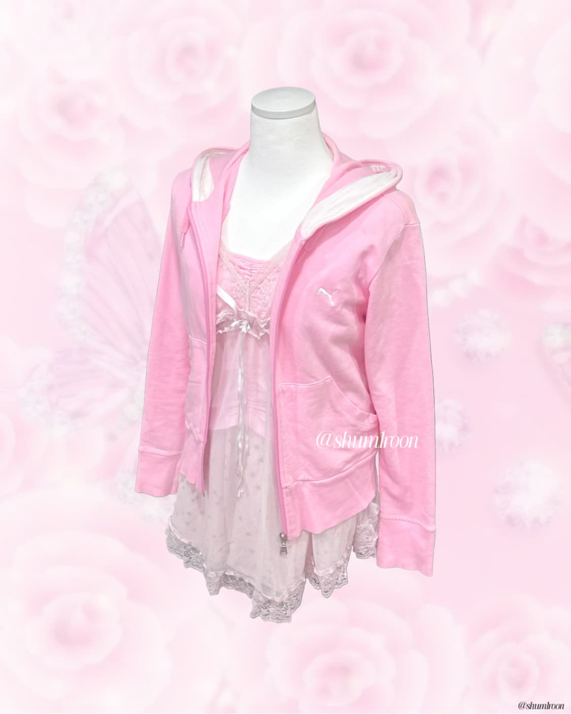 푸마 발레코어 연딸기핑크 후드집업 히메갸루 상품이미지1