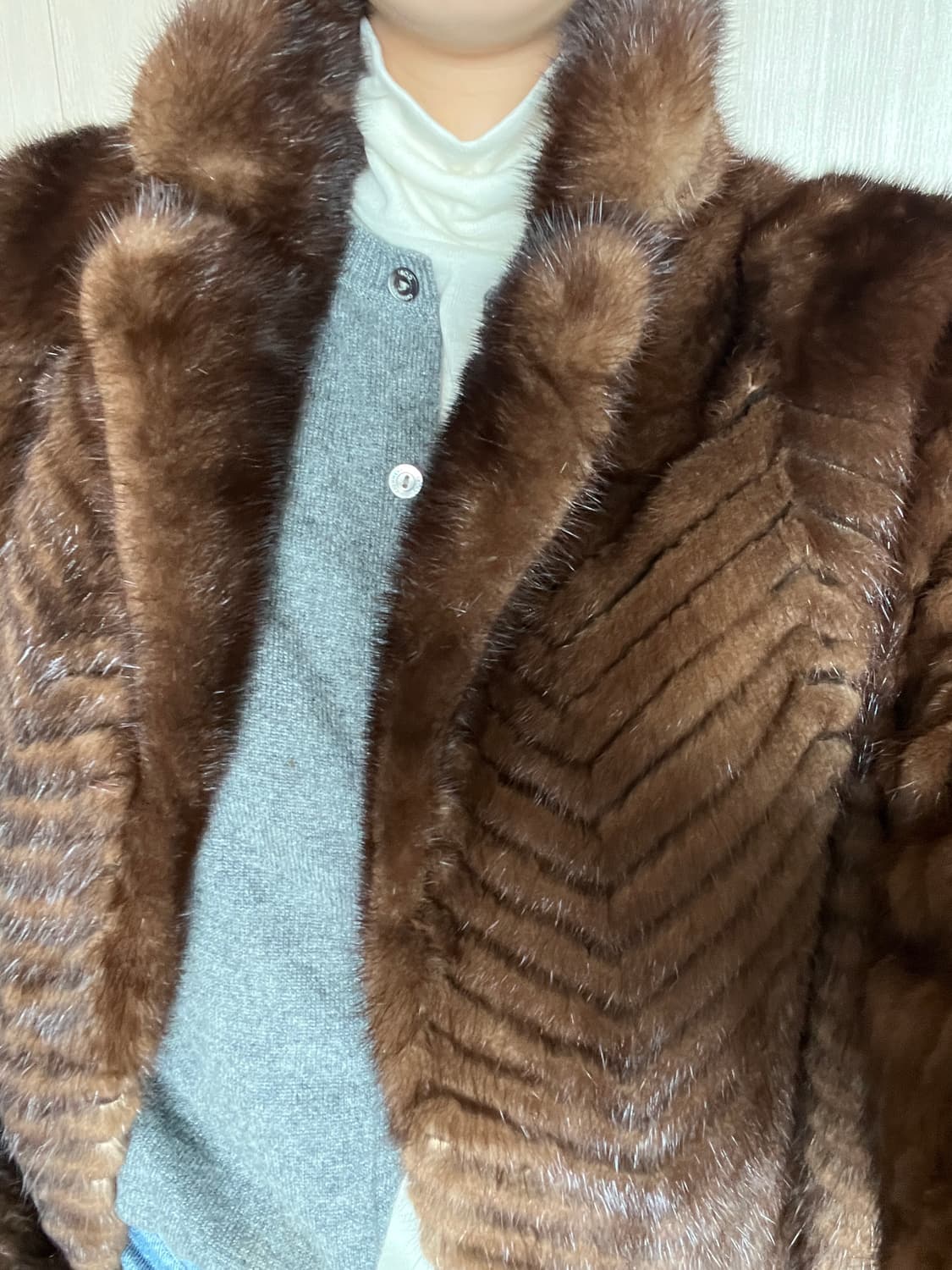 밍크 코트 브라운 55 사이즈 (리얼퍼) 상품이미지3