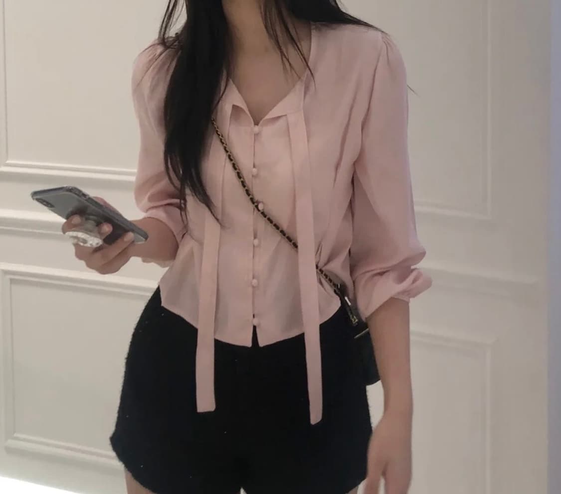 (정가 54000원)제니오- 메이 빈 블라우스(피치 핑크 컬러) 상품이미지6