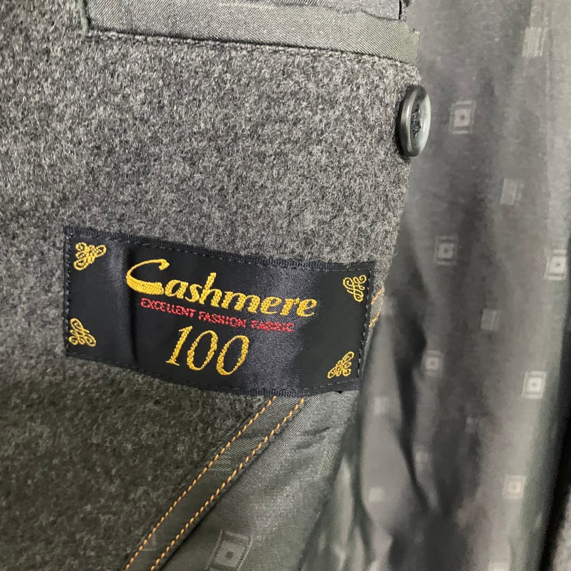 빈티지 캐시미어 100% 차콜 그레이 롱 코트 상품이미지10
