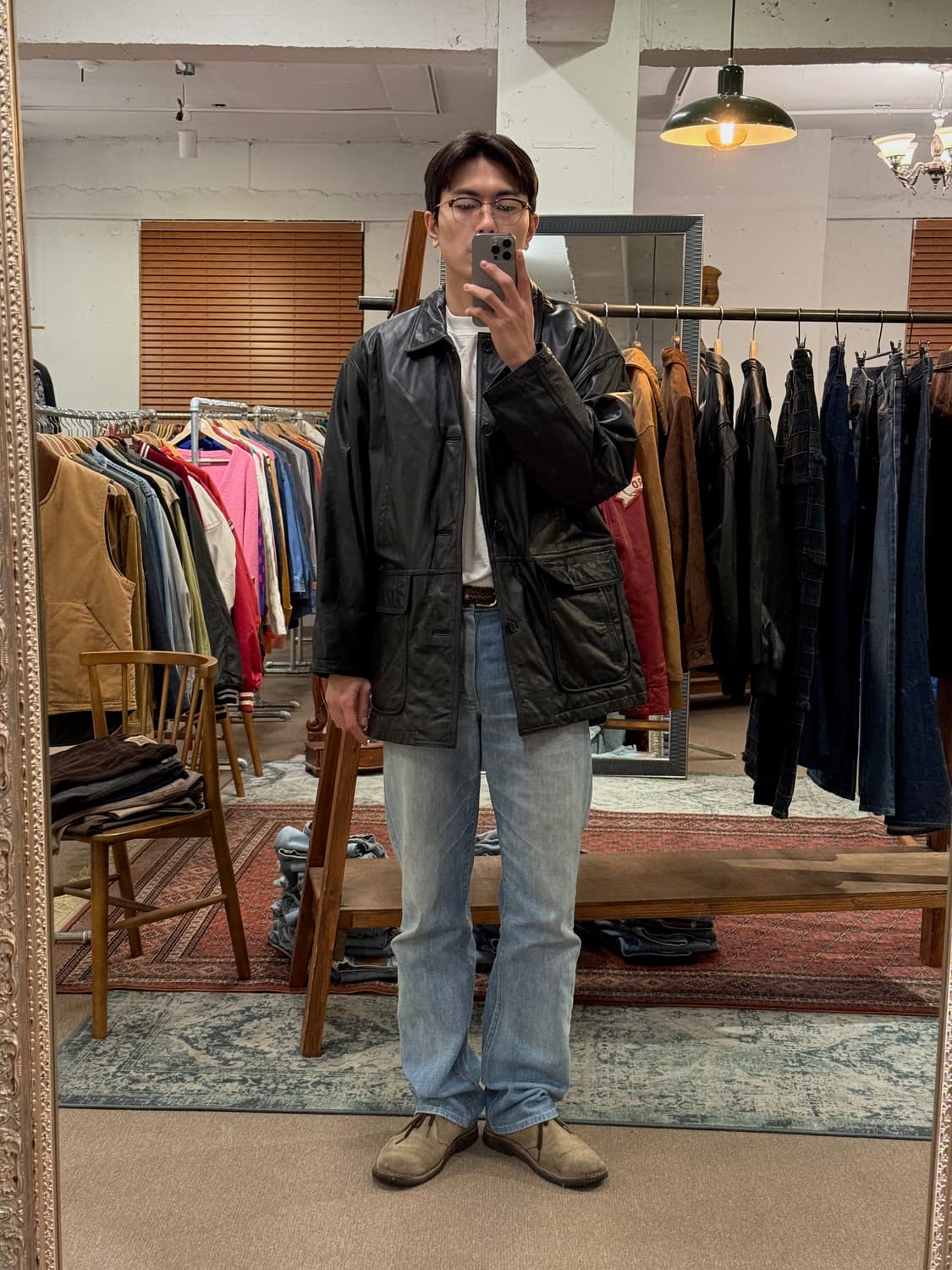 90s Cowhide Leather Car Coat 상품이미지2