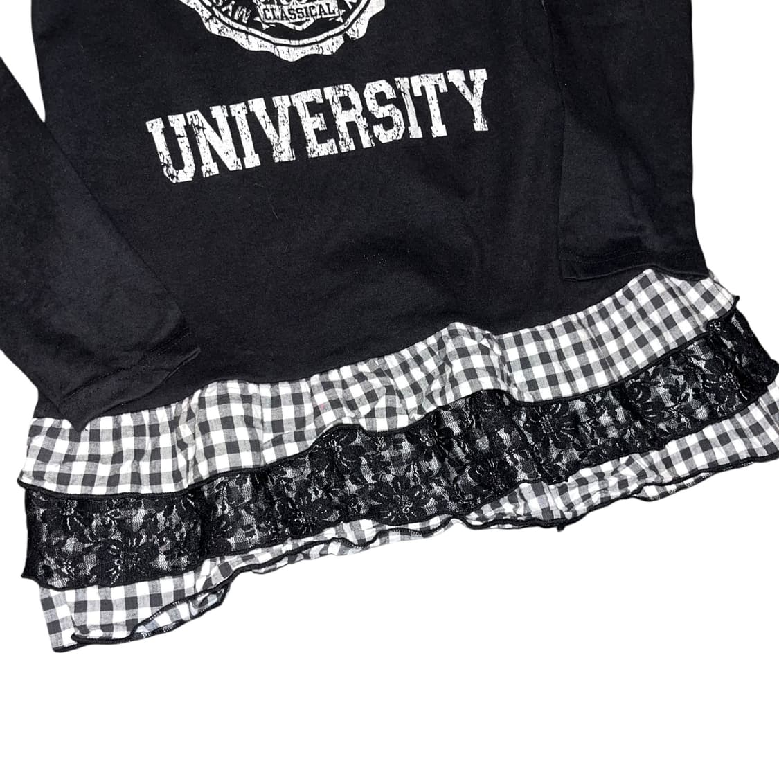 타탄체크레이스 스커트 레이어드 긴팔 원피스 키치갸루y2k 상품이미지3