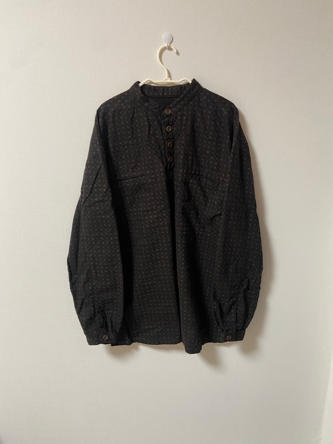 일본 빈티지 모리걸 하구미 체크 단추포인트 오버핏셔츠 상품이미지1