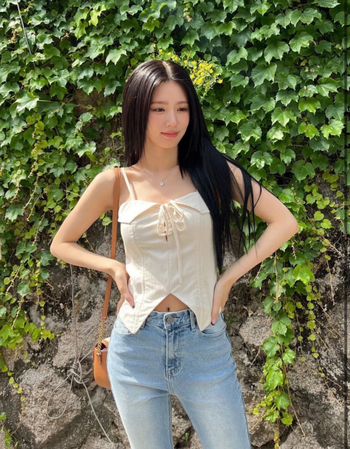 [m] 시티브리즈 레이스업 슬리브리스 탑 미연 나시 상품이미지2